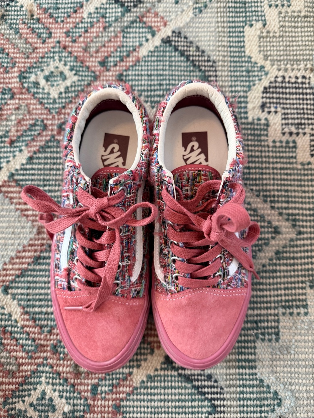 Vans Pink Tweed Old Skool Sneakers for Women